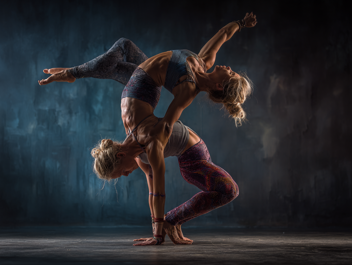 Група людей різного віку практикує йогу на березі моря